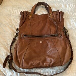 Well loved Lucky brand brown leather slouch fold over purse